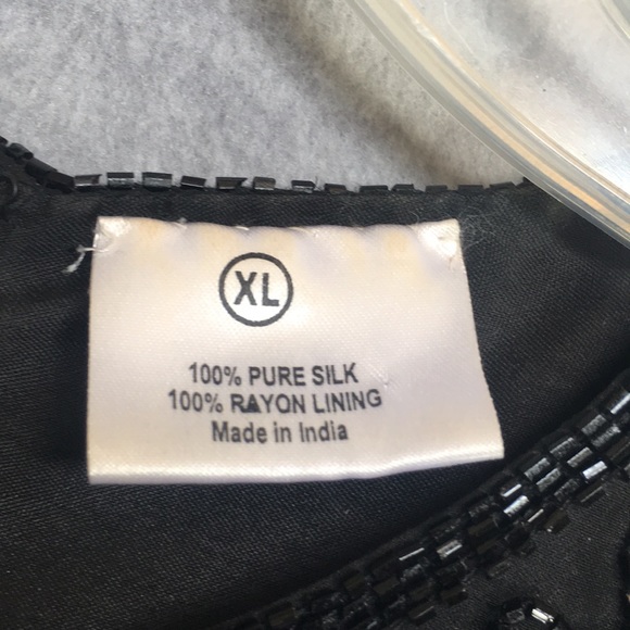 BEADED SILK Sequined Evening Special Occasion Formal Dressy w/Scalloped Edges - Picture 12 of 14